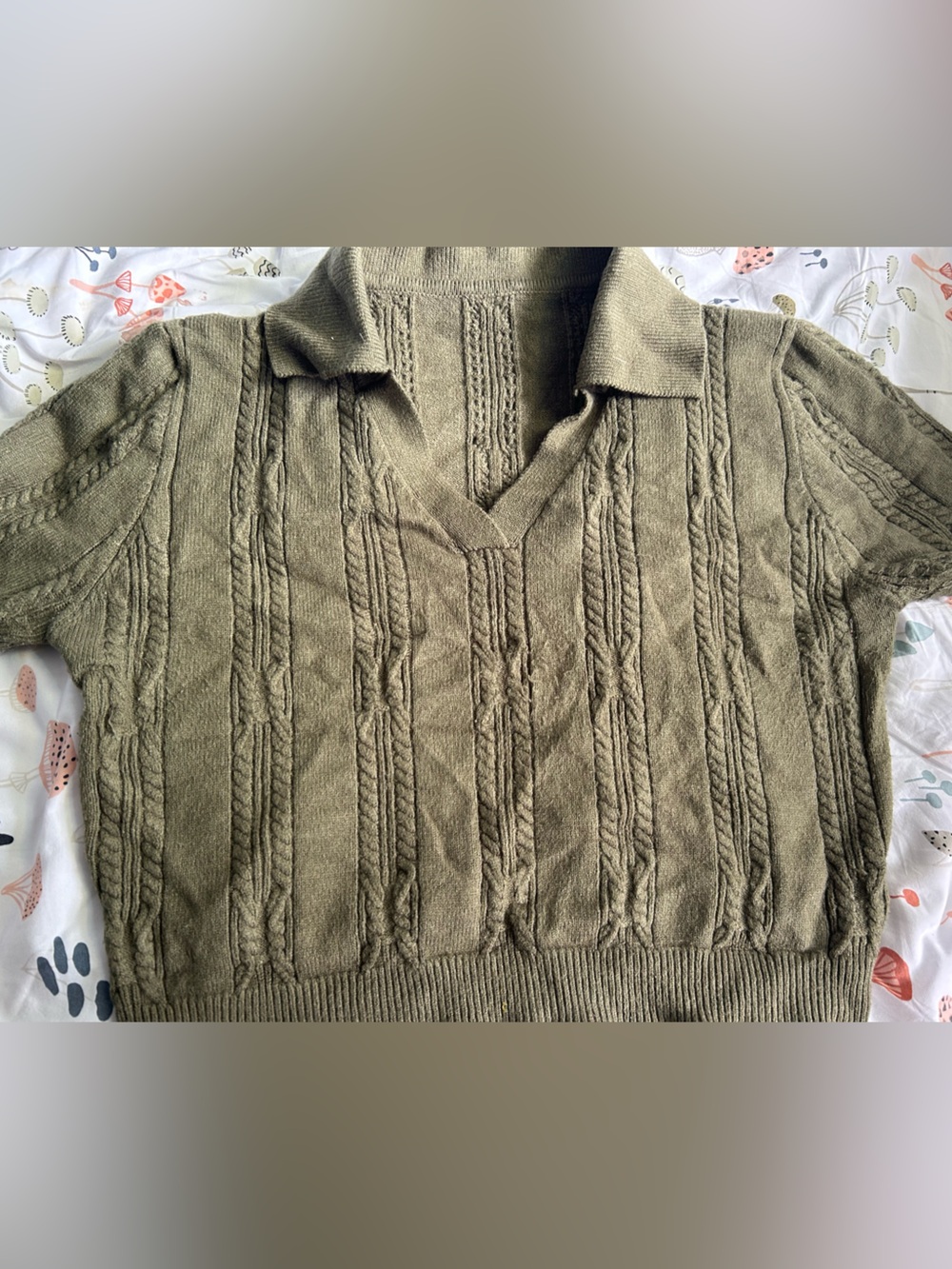 Short Sleeve Olive Sweater